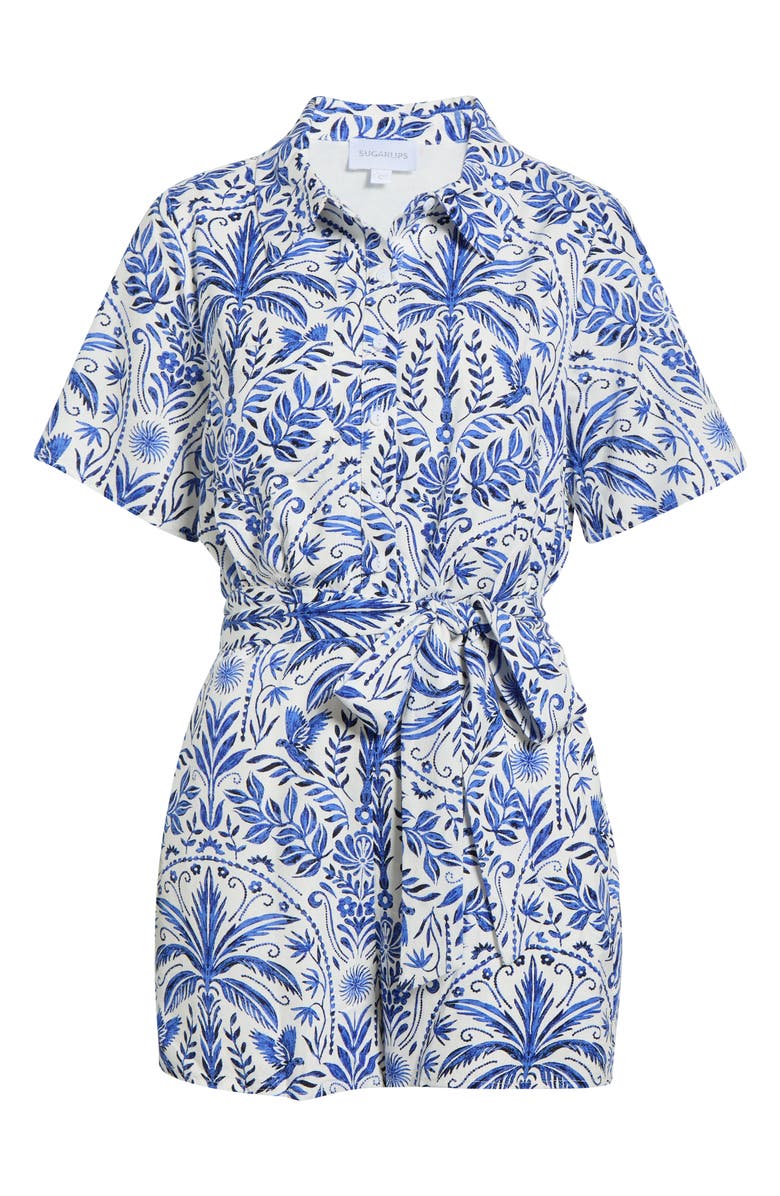SUGARLIPS Romina Tropical Soria Belted Romper, Main, color, 
