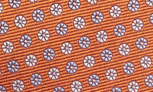 David Donahue Geometric Silk Tie In Orange