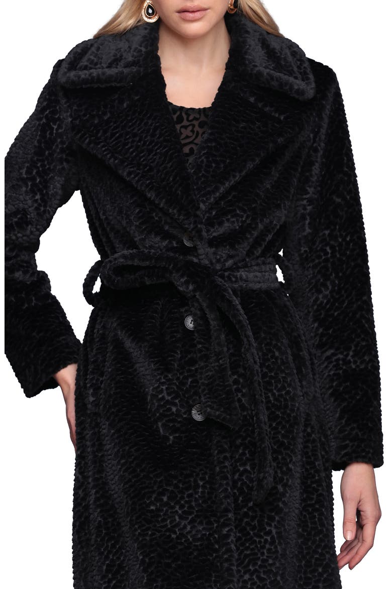 Faux Shearling Maxi Coat, Alternate, color, BLACK
