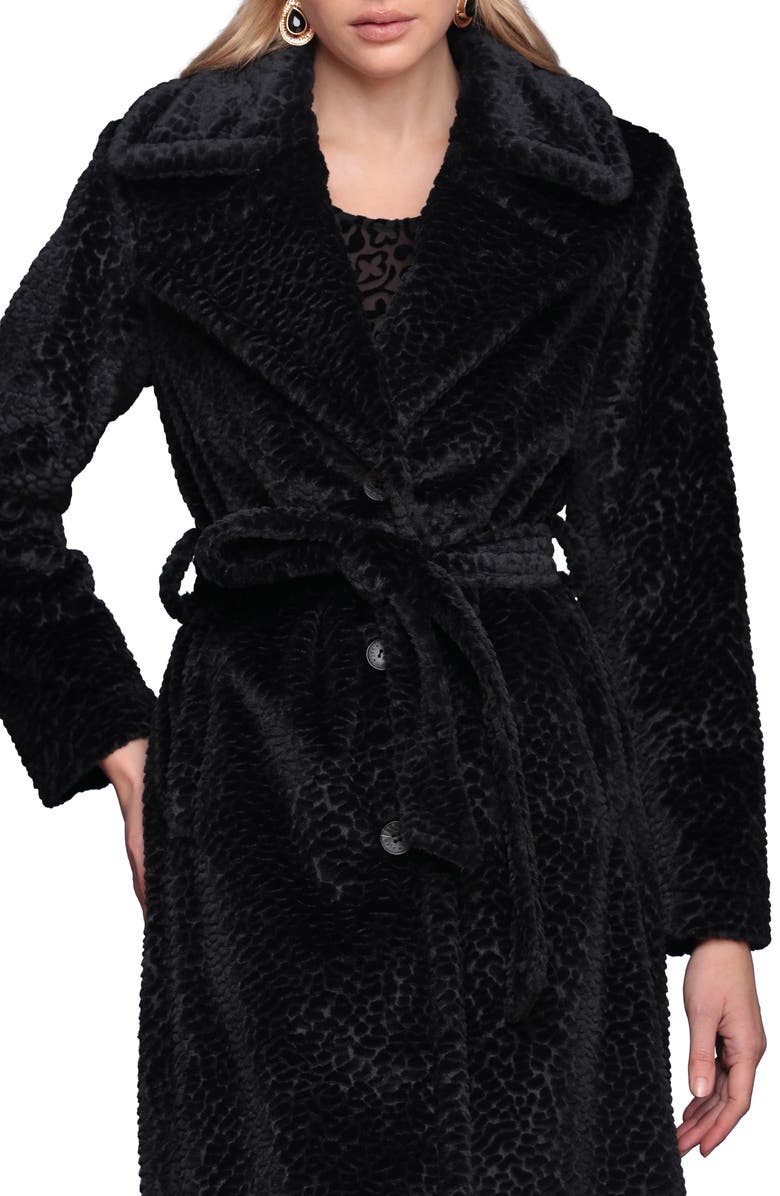 Avec Les Filles Faux Shearling Maxi Coat, Alternate, color, Black