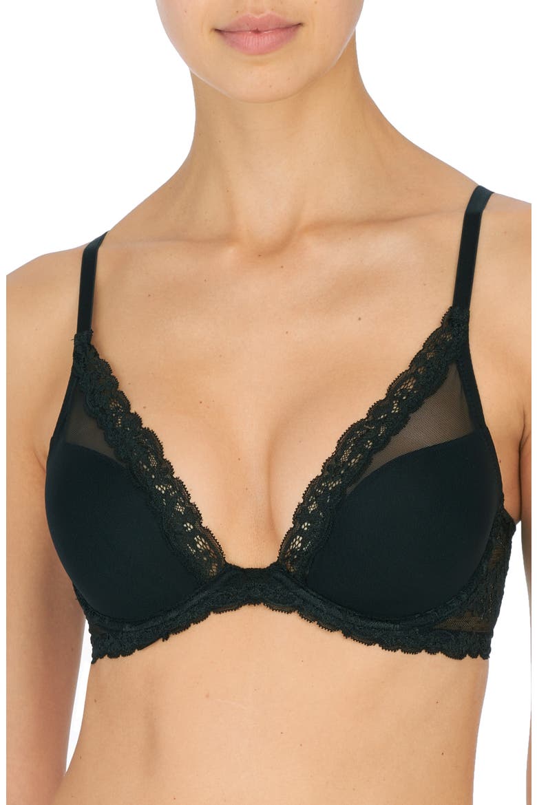 Luxe Plunge T-Shirt Bra, Main, color, BLACK