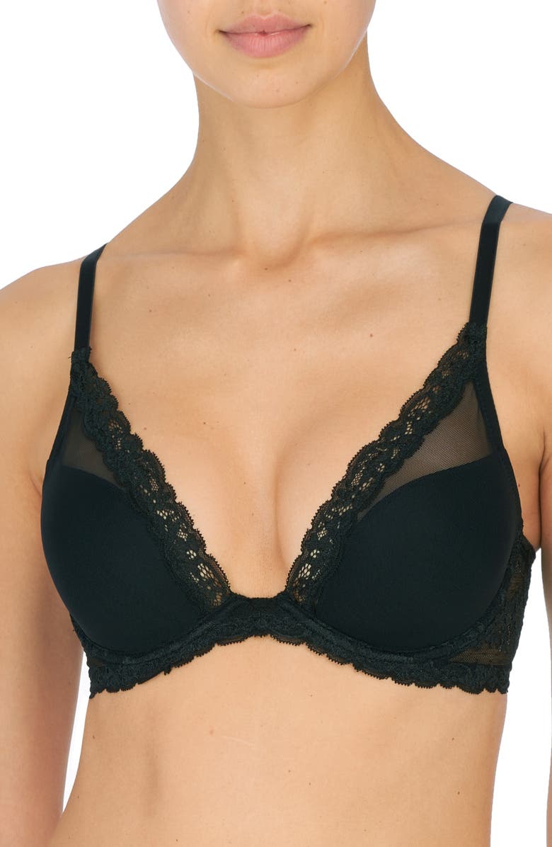 Natori Luxe Plunge T-Shirt Bra, Main, color, Black