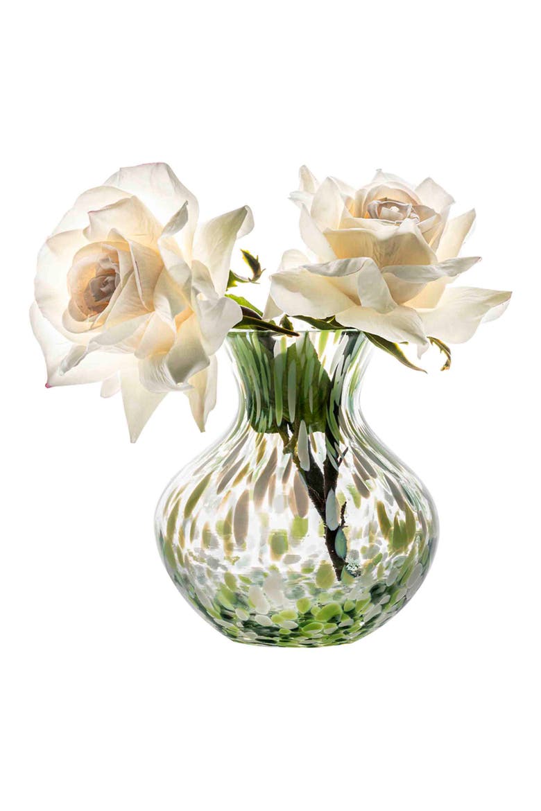 Puro 6-Inch Tortoiseshell Pattern Glass Vase, Alternate, color, GREEN