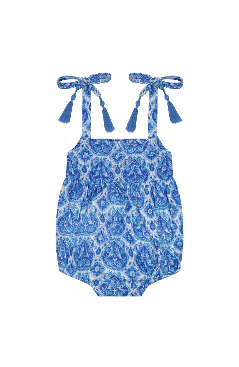 Mer St. Barth Zoe Baby Romper Blue Paisley, Main, color, Blue