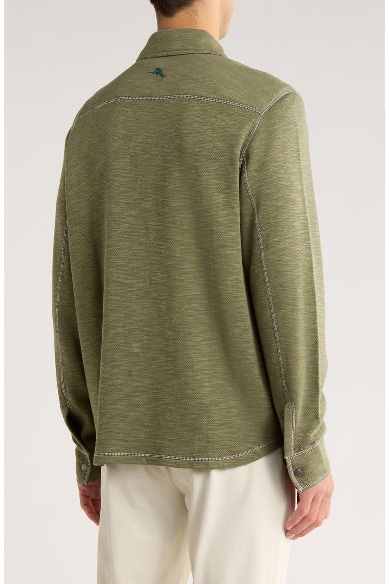 Trinidad Cotton Blend Mesh Snap-Up Shirt, Alternate, color, DARK FERN