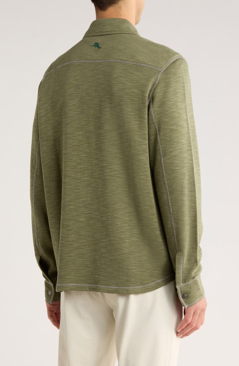 Tommy Bahama Trinidad Cotton Blend Mesh Snap-Up Shirt, Alternate, color, Dark Fern
