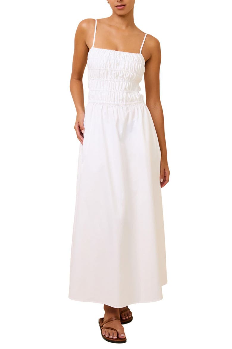 The Delta Smocked Cotton Maxi Sundress, Main, color, MARSHMALLOW
