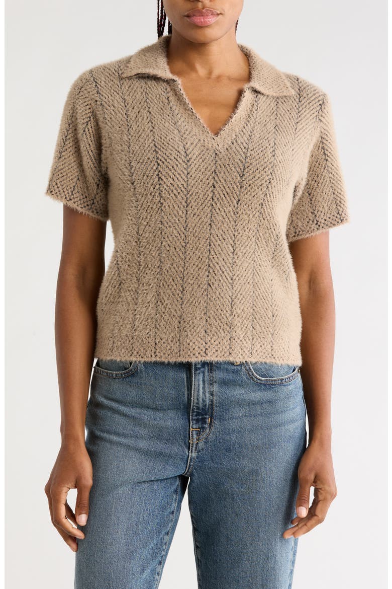 Knit Polo, Main, color, CAMEL/ BLACK