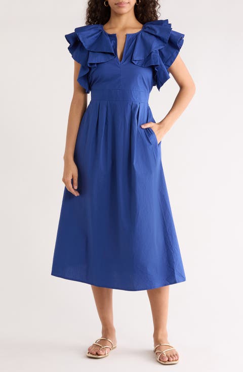 Santana Ruffle Sleeve Cotton Dress