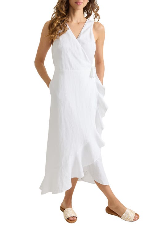 Coastalina Sleeveless Linen Wrap Dress