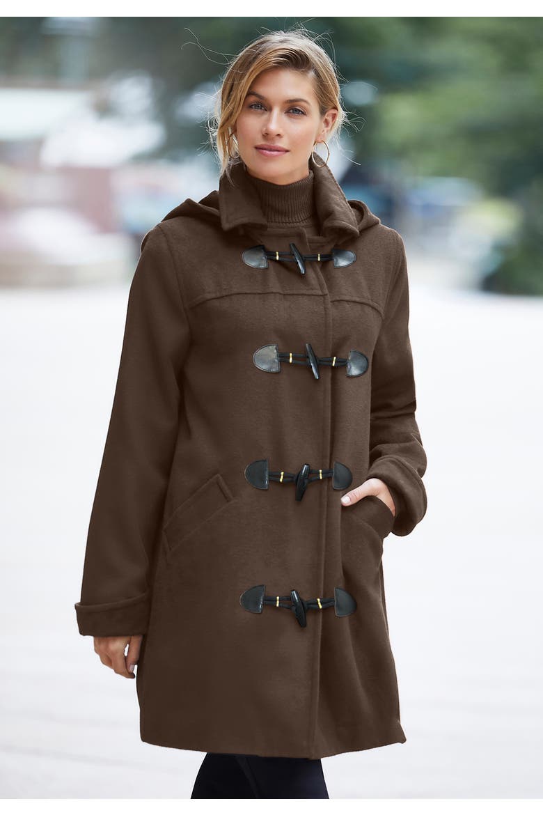 Hooded Toggle Wool Coat, Alternate, color, SOFT CAMEL PLAID