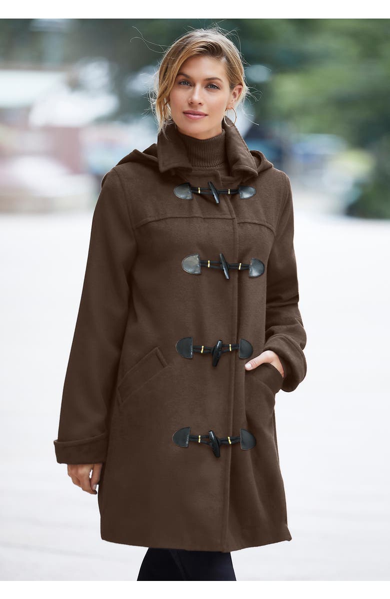 Jessica London Hooded Toggle Wool Coat, Alternate, color, Black