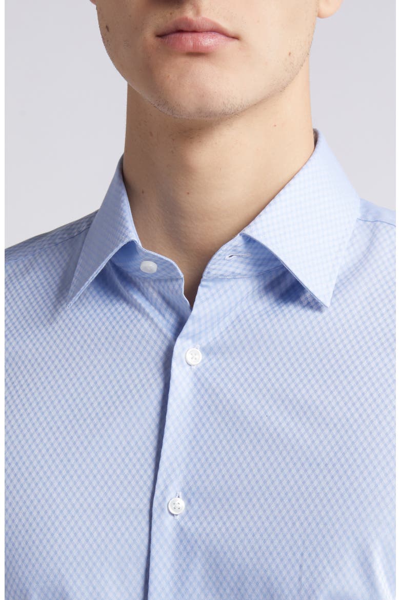 Hank Geometric Pattern Stretch Cotton Dress Shirt, Alternate, color, LIGHT BLUE