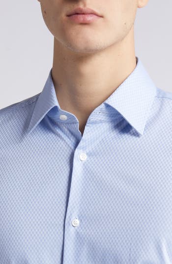 Hank Geometric Pattern Stretch Cotton Dress Shirt