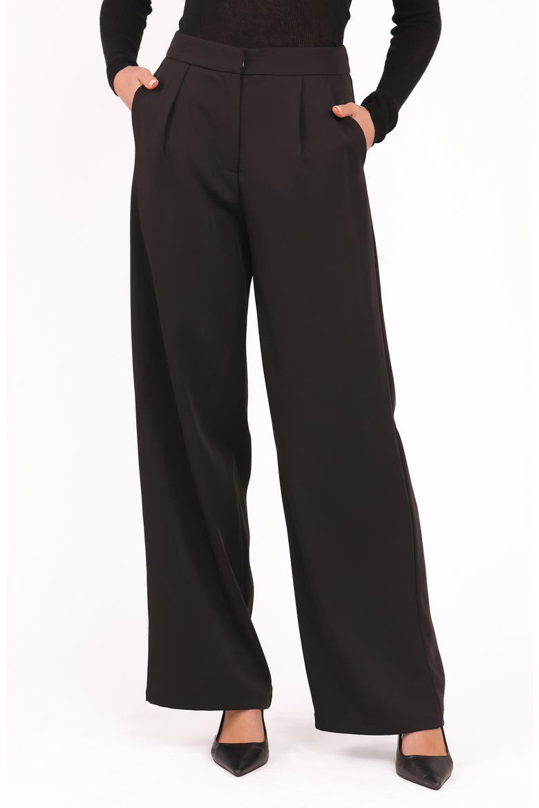 Ana Pleated Wide Leg Pants, Main, color, BLACK