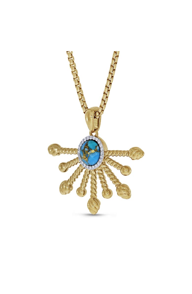 LuvMyJewelry Day Break Gold Plated Silver Turquoise Gemstone Pendant, Alternate, color,