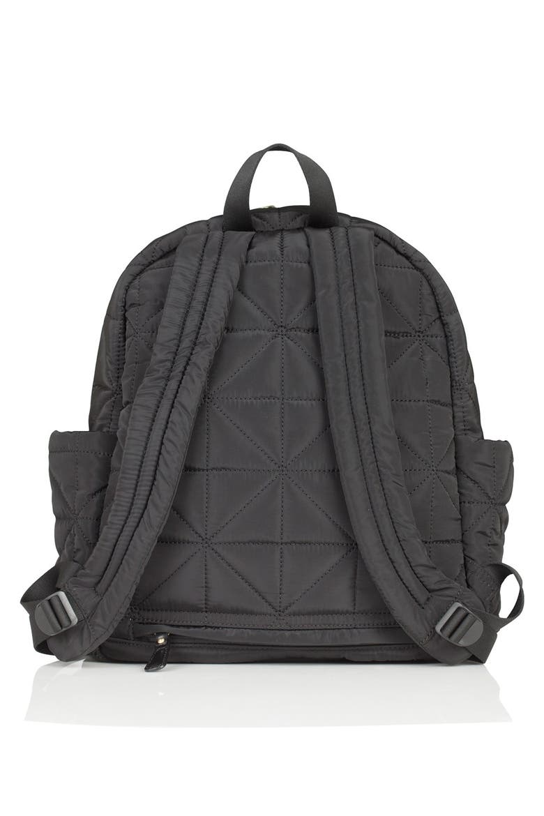 Quilted Water Resistant Nylon Diaper Backpack, Alternate, color, BLACK