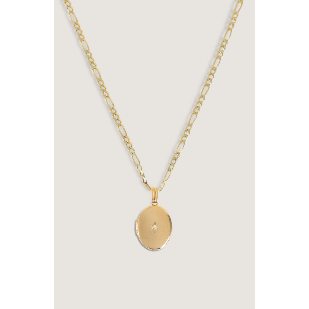 Kinn Maison Oval Locket Necklace In Gold - Micro Rolo Chain