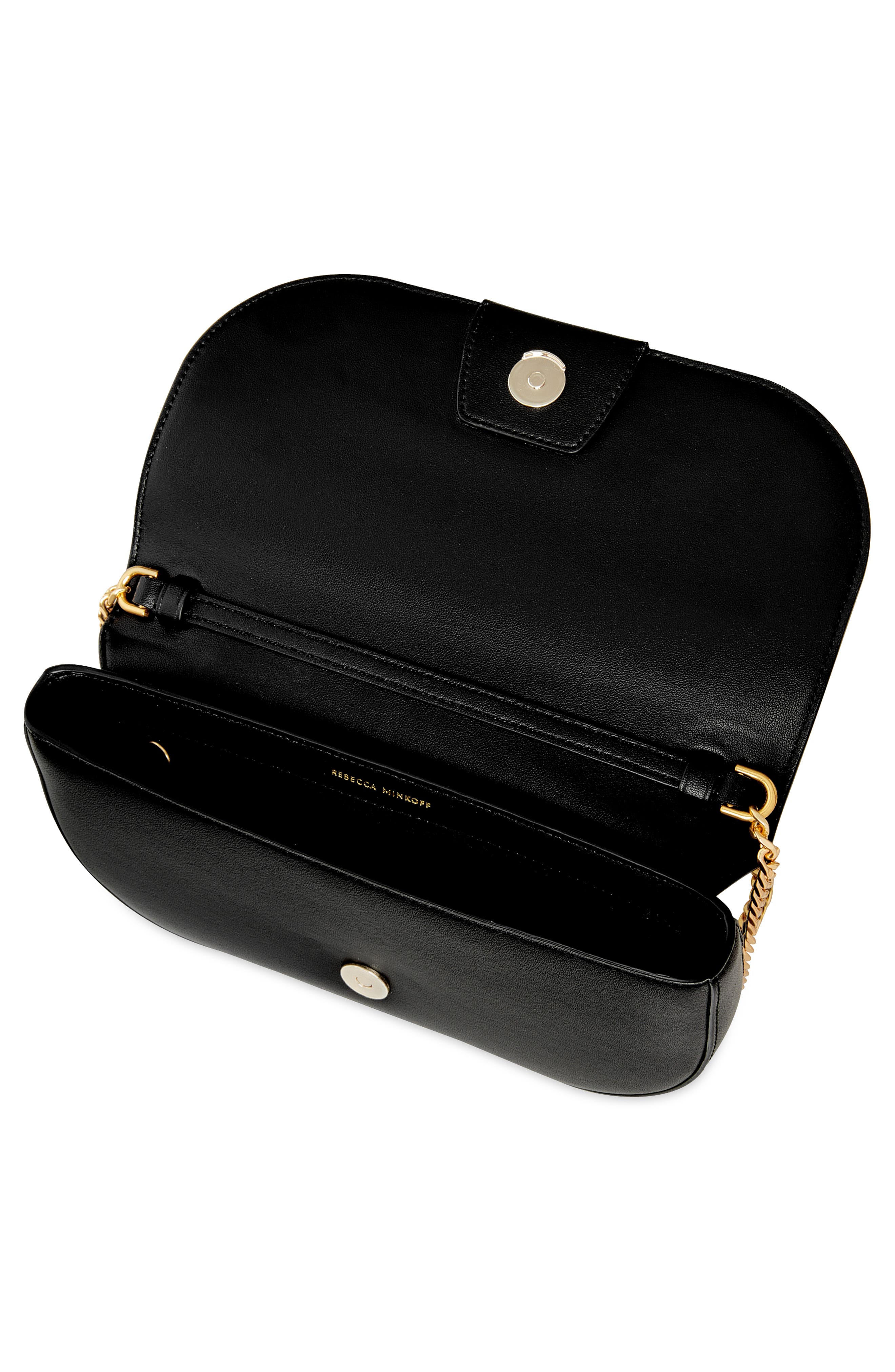 Rebecca Minkoff Snake Ring Leather Crossbody Bag, Alternate, color, Black