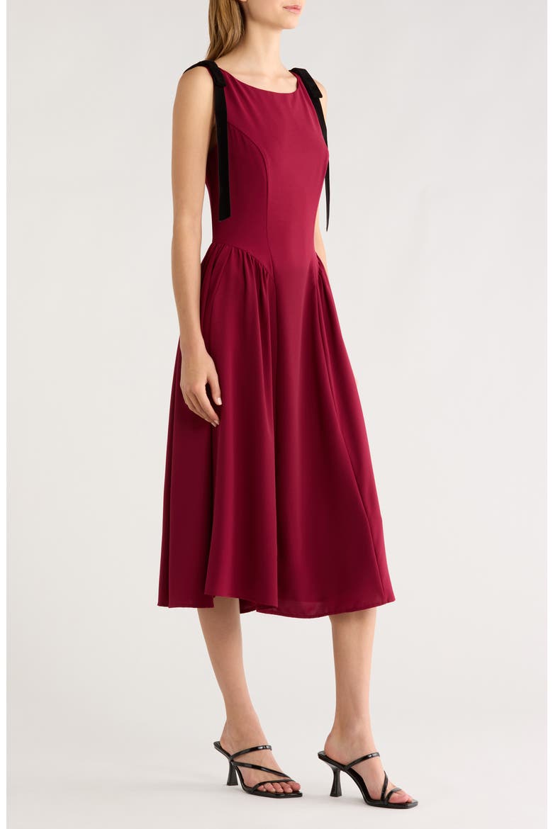 Sleeveless A-Line Midi Dress, Alternate, color, WINE BLACK