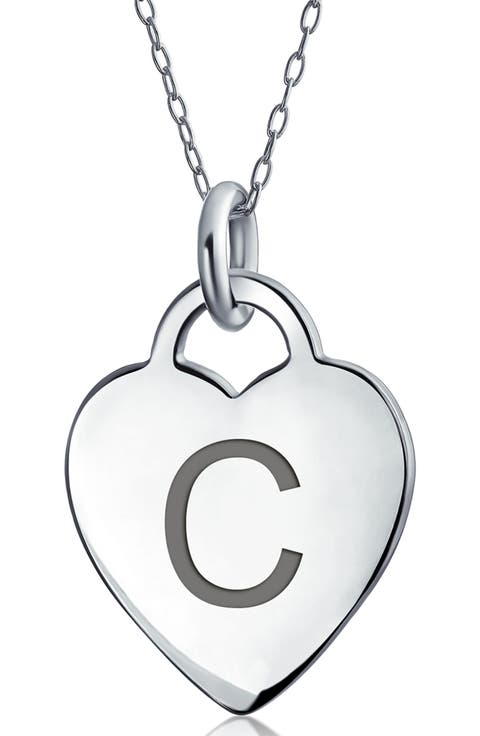 Stelring Silver Initial Pendant Necklace - A-Z Available