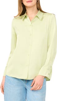 Vince Camuto Satin Long Sleeve Button-Up Shirt