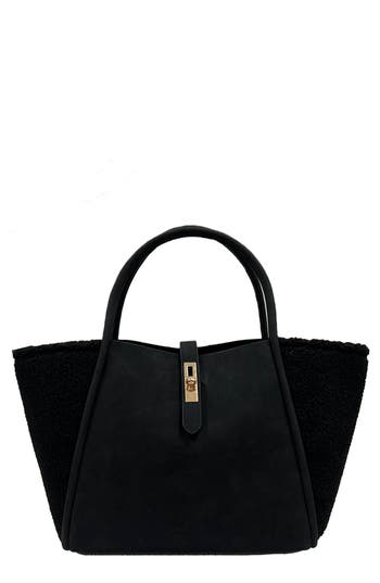 Jelavu Aspen Faux Suede & Faux Shearling Tote In Black