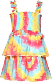 Truly Me Kids' Tie Dye Smocked Dress