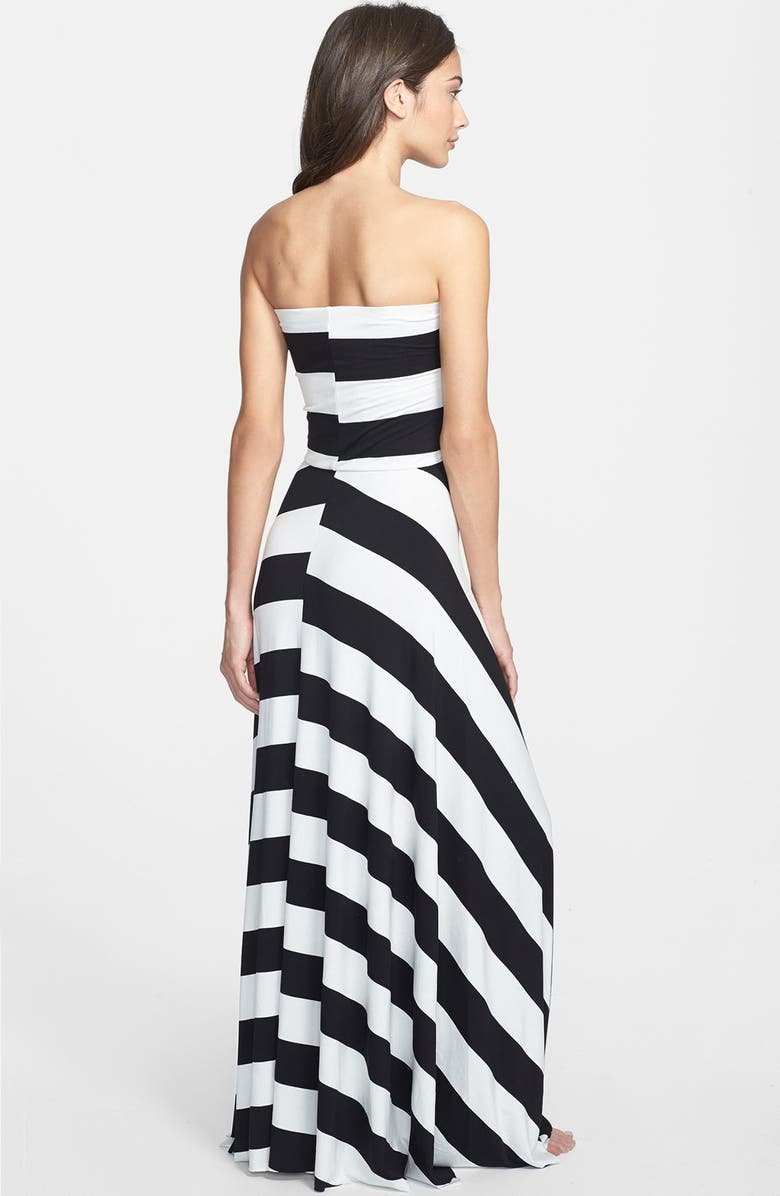 Elan Stripe Convertible Bias Cut Cover-Up Maxi Dress, Alternate, color, 
