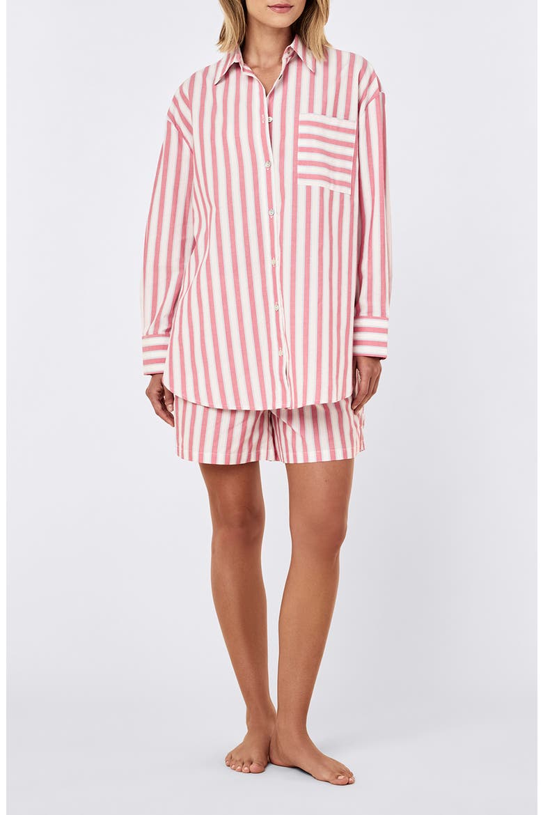 Stripe Short Pajamas, Main, color, RASPBERRY