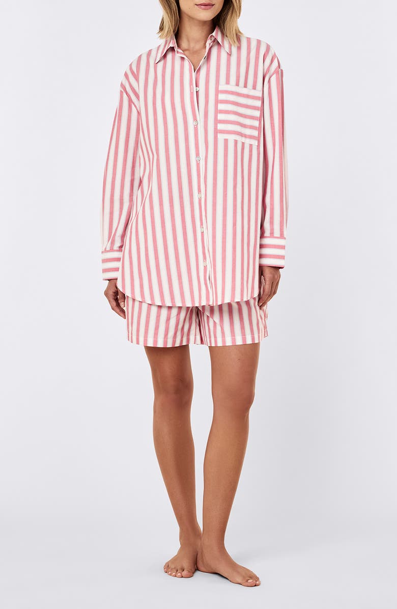 Papinelle Stripe Short Pajamas, Main, color, Raspberry