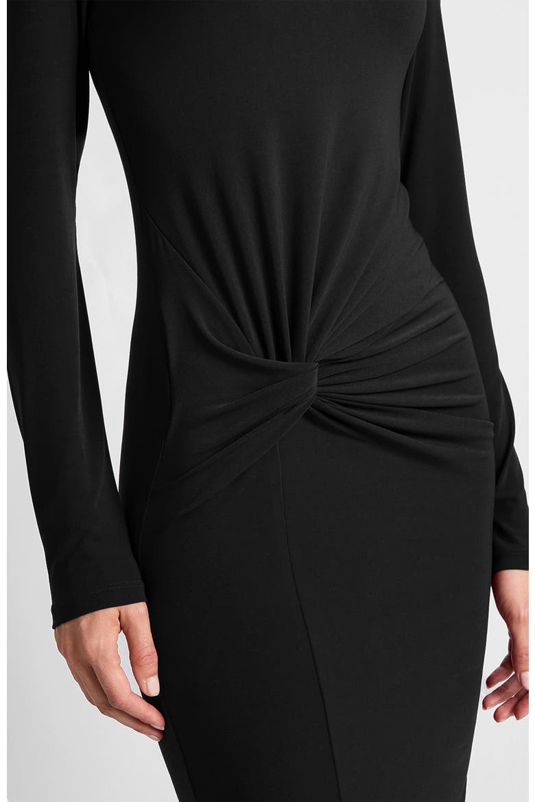 Keegan Draped Knot Long Sleeve Jersey Dress, Alternate, color, Onyx