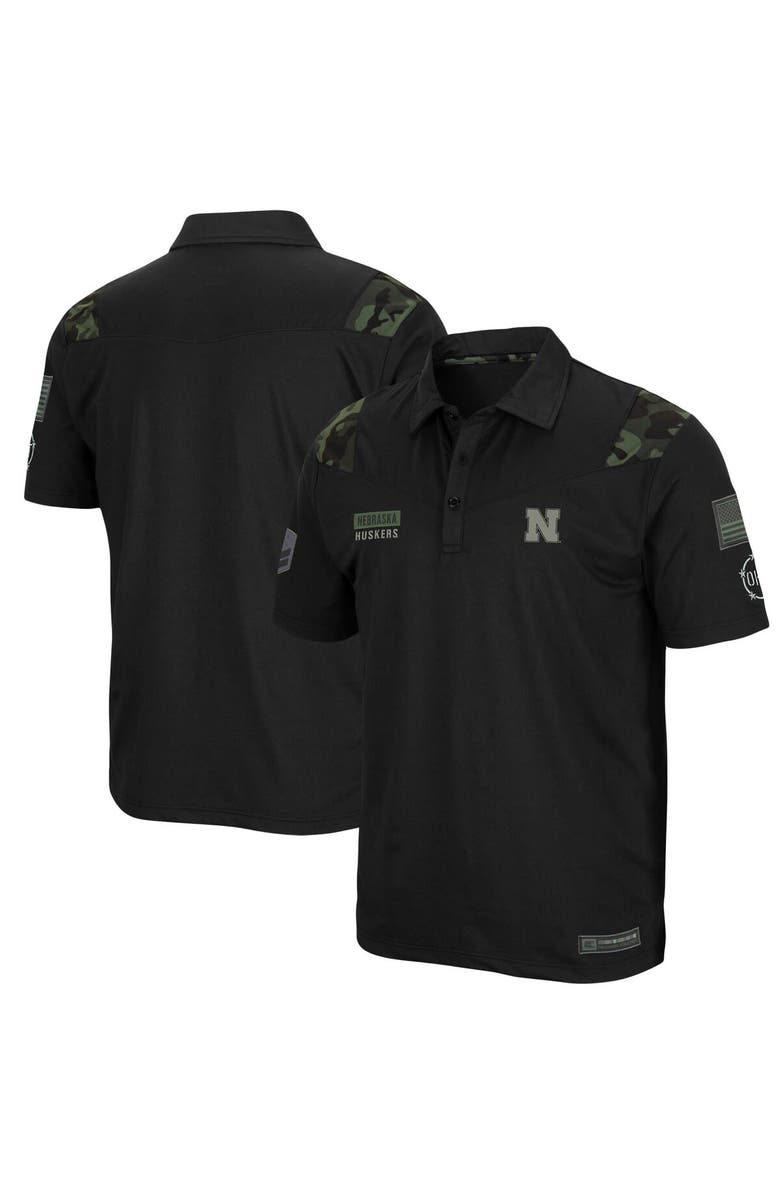 COLOSSEUM Men's Colosseum Black Nebraska Huskers OHT Military Appreciation Sierra Polo, Main, color, 