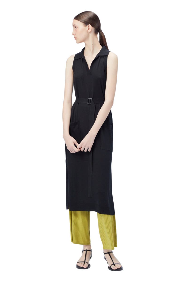 GOBI Mongolian Cashmere Sleeveless Silk Cashmere Polo Dress, Alternate, color, Black