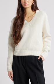 Open Edit Rib V-Neck Sweater