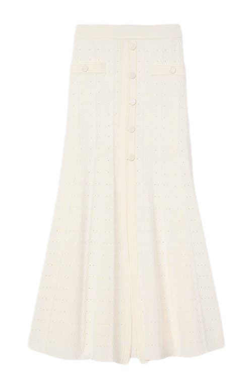 Sandro Pointelle Knit Maxi Skirt In White