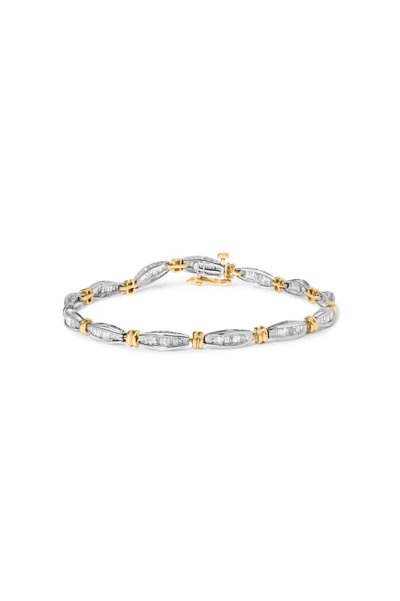 10K Two-Tone Gold 2.0 Cttw Baguette Diamond Channel Link Bracelet, Main, color, Yellow Gold