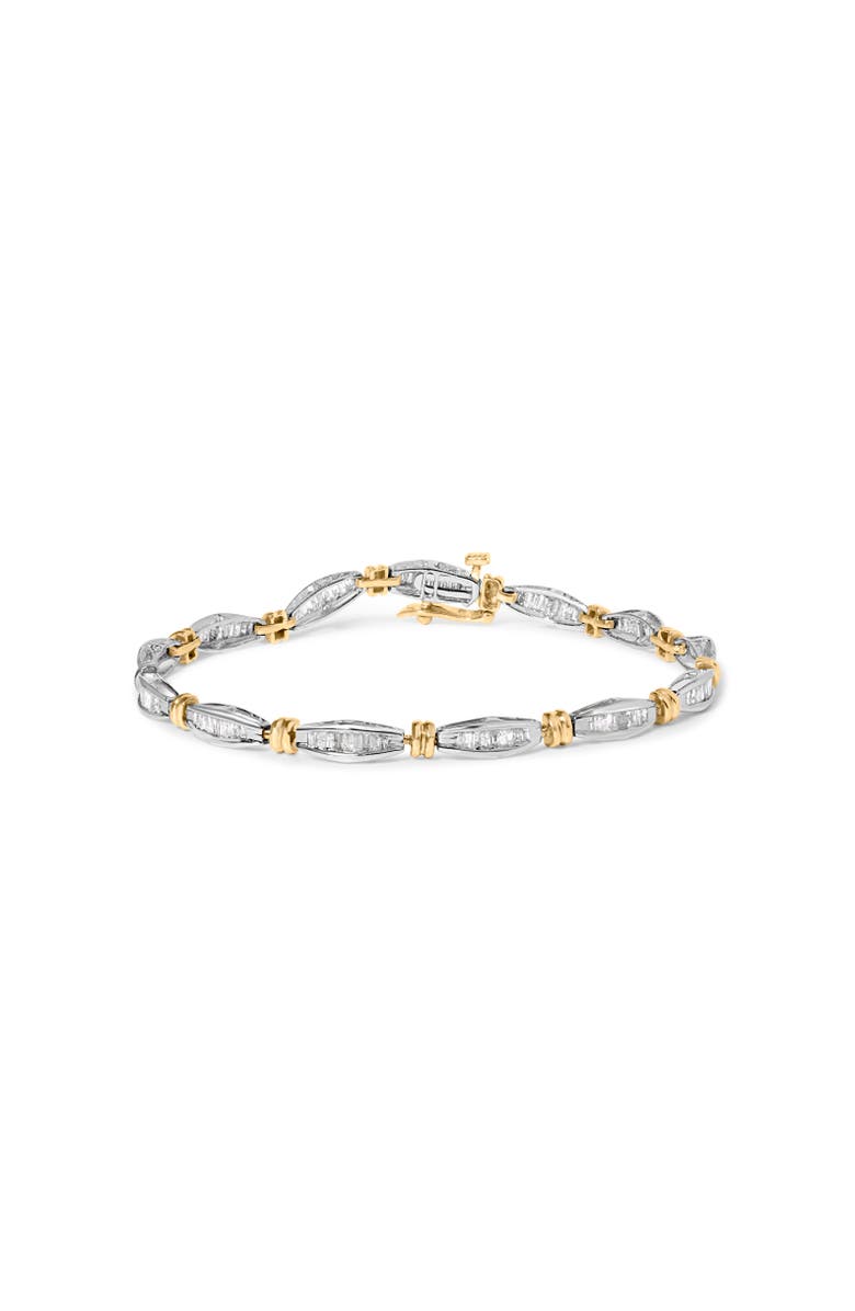 Haus of Brilliance 10K Two-Tone Gold 2.0 Cttw Baguette Diamond Channel Link Bracelet, Main, color, Yellow Gold