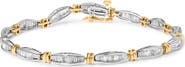 Haus of Brilliance 10K Two-Tone Gold 2.0 Cttw Baguette Diamond Channel Link Bracelet
