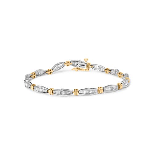 Haus of Brilliance 10K Two-Tone Gold 2.0 Cttw Baguette Diamond Channel Link Bracelet in Yellow Gold at Nordstrom