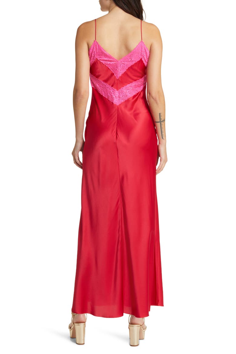Serita Lace Silk Slipdress, Alternate, color, RED