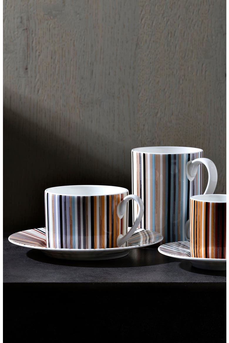 Tea Cup & Saucer STRIPES Set of 2 in Luxury Box Jenkins 148 diam. 3.3", H 2.3", cap. 7.5 oz, Saucer diam. 6", Alternate, color, Multicolor