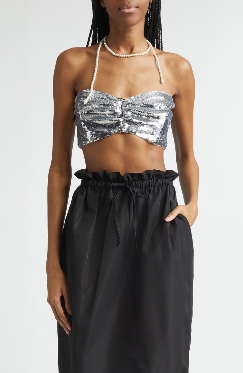 Simone Rocha Sculpt Sequin Bandeau, Main, color, Silver