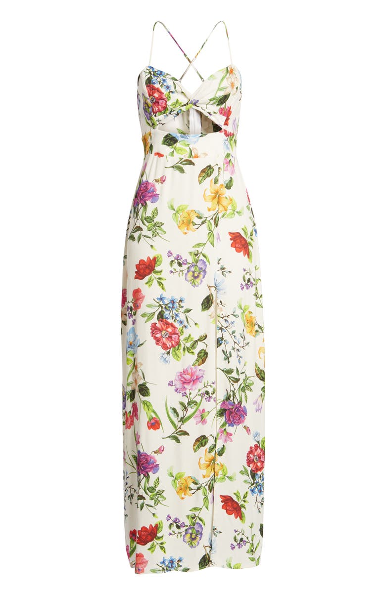 AFRM Marie Twisted Knot Front Maxi Dress, Alternate, color, Multi Floral