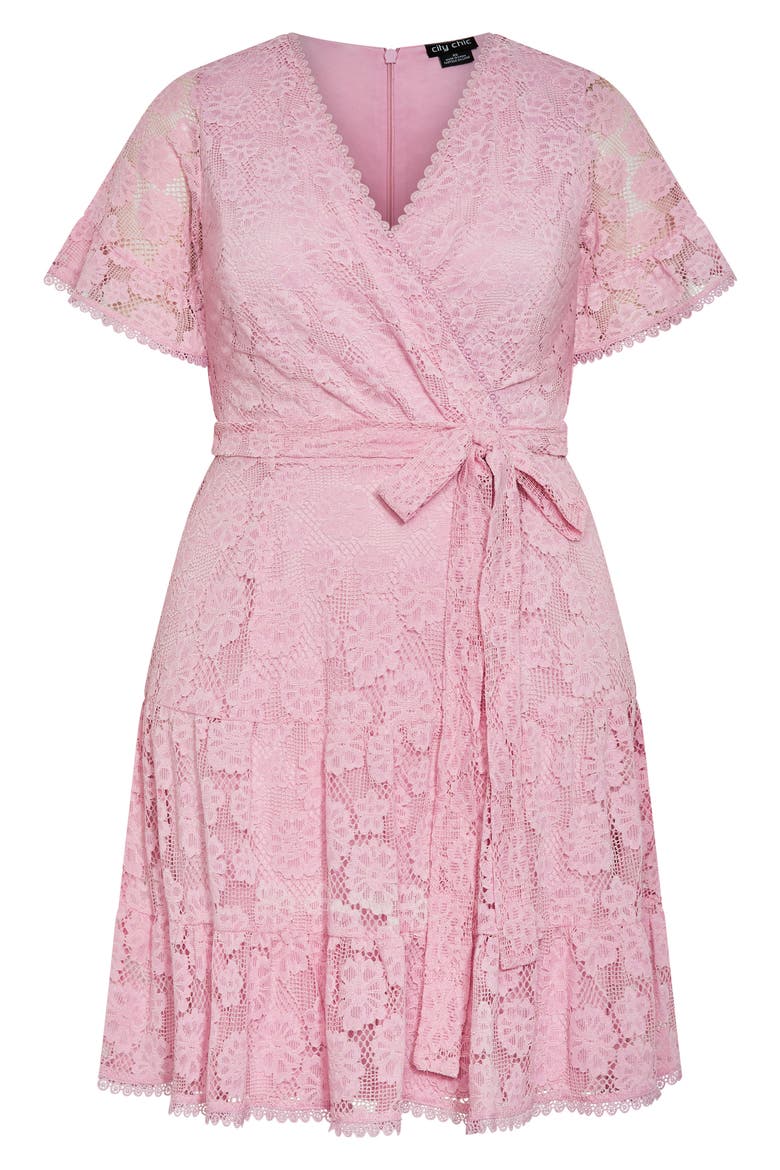 Garden Kisses Lace Faux Wrap Dress, Alternate, color, LILAC