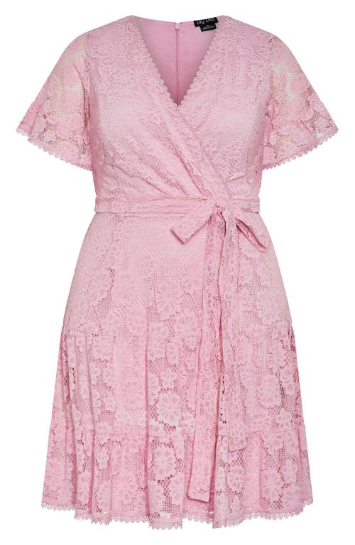 CITY CHIC CITY CHIC GARDEN KISSES LACE FAUX WRAP DRESS