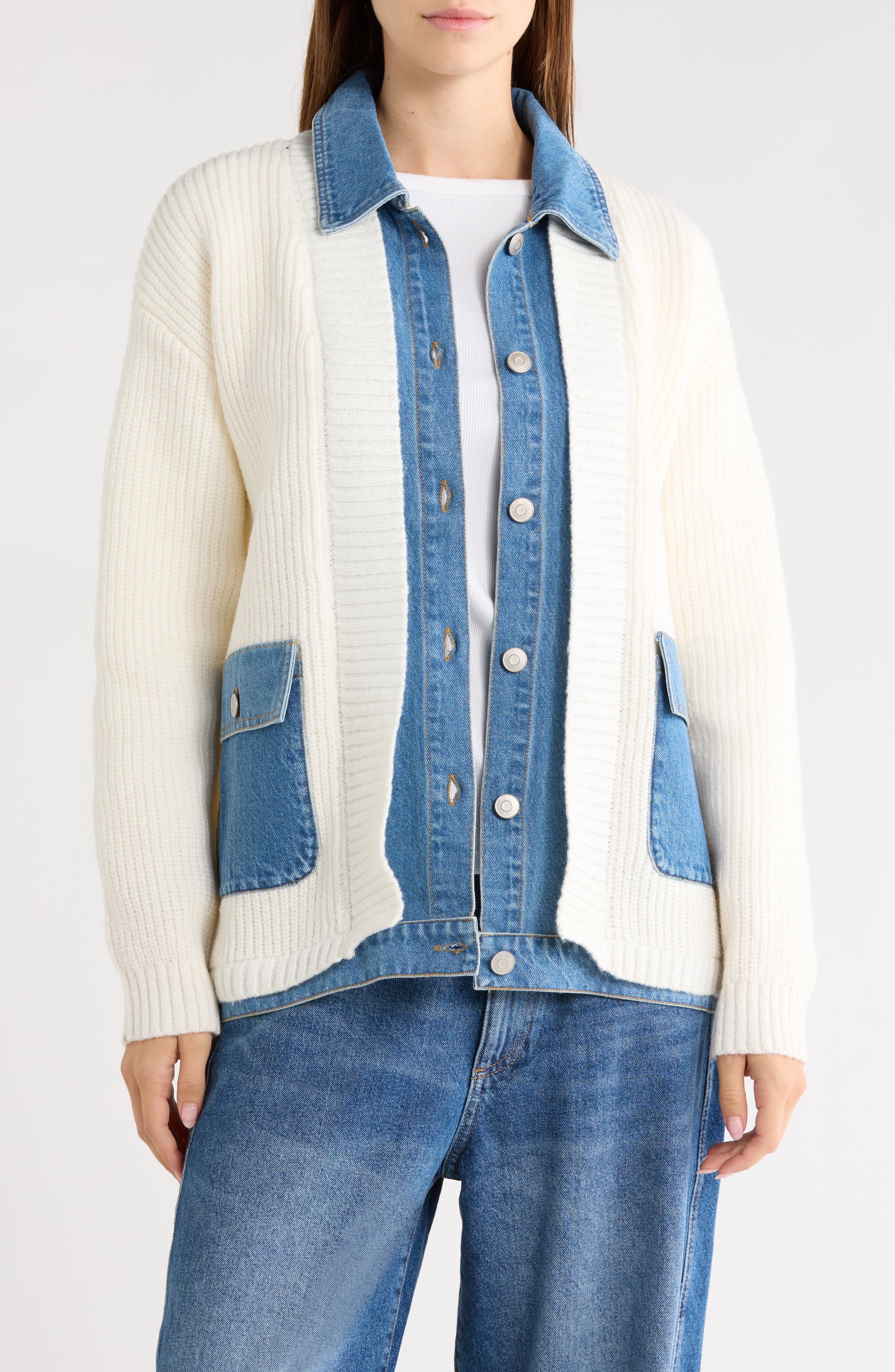 Long Mixed Media Cardigan