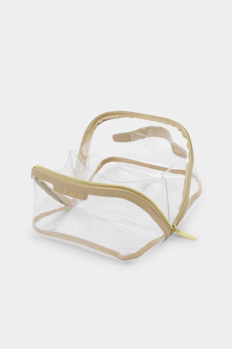 Medium Clear Makeup and Toiletry Bag in Light Taupe, Alternate, color, Light Taupe