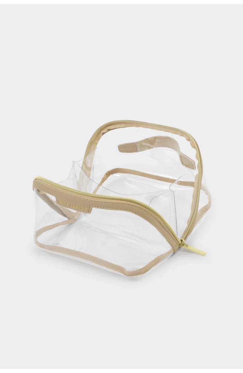 Katie Loxton Medium Clear Makeup and Toiletry Bag in Light Taupe, Alternate, color, Light Taupe
