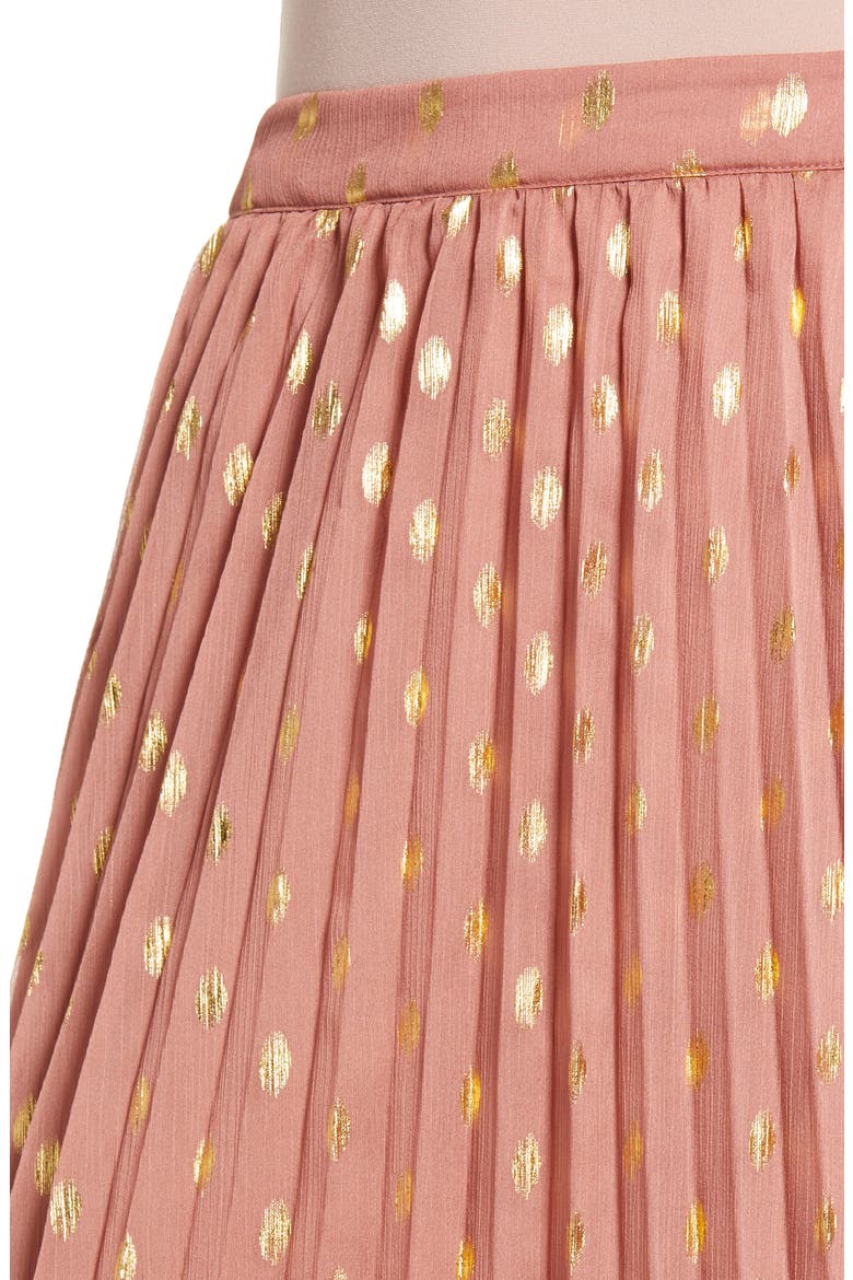 Polka Dot Pleated Skirt, Alternate, color, MAUVE